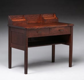 Early Gustav Stickley Two-Drawer Postcard Desk c1902