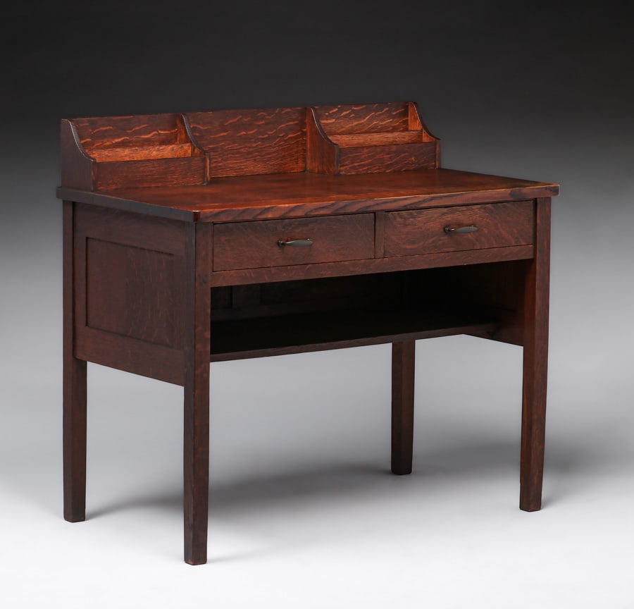 Early Gustav Stickley Two-Drawer Postcard Desk c1902 (1 of 3)