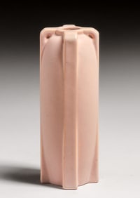 Teco Pottery Matte Pink Four-Buttress Vase c1910