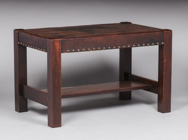 Early L&JG Stickley Onondaga #342 Leather-Top Library Table c1902-1904