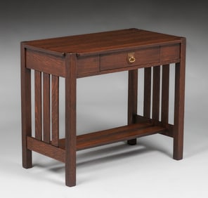 Stickley Brothers One-Drawer Slatted Side Table c1910