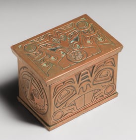 Northwest Coast Embossed Copper Chest c1980s