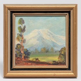 Verne of Laguna Beach, CA "Mt Shasta" Painting c1950s