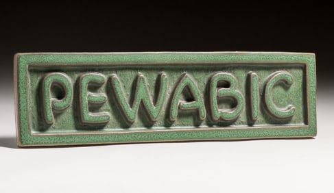 Pewabic Pottery Matte Green Ceramic Advertising Tile 1993