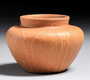 Grueby Pottery Matte Brown Vase c1905