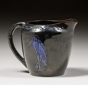 Jervis Pottery Hand-Carved Raven Creamer c1905