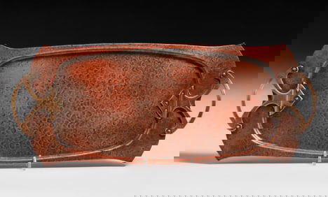 WMF - German Hammered Copper & Brass Tray c1905