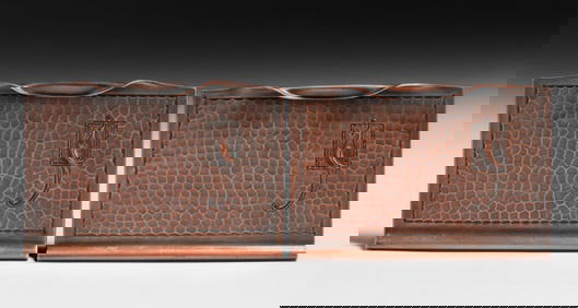 Roycroft Hammered Copper Bird-of-Paradise Bookends c1920s