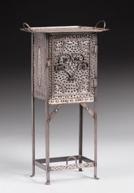 Hugo Berger - Goberg - German Silver-Plated Hand-Forged Iron Liquor Cabinet c1900s