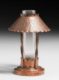 Arts & Crafts Hammered Copper Candle Lamp c1920s