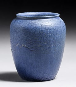 Grueby Pottery Matte Blue Vase c1910