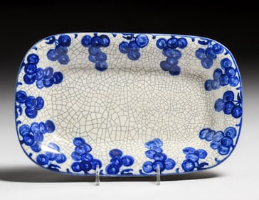 Dedham Pottery Grapevine Rectangular Plate c1910s