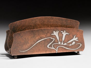 Heintz Sterling on Bronze Letter Rack c1910s