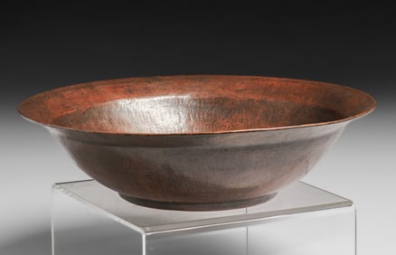 Massive Harry St John Dixon Hammered Copper Fruit Bowl c1920s