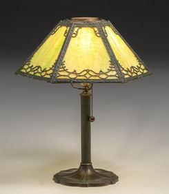 Miller Brass & Slag Glass Lamp c1920s