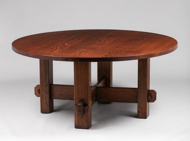 Massive Charles Stickley 66"d Fixed-Top Dining Table c1910