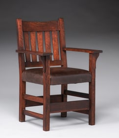 Gustav Stickley V-Back Armchair c1910