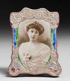 Art Nouveau Sterling Silver & Enamel Picture Frame c1900s