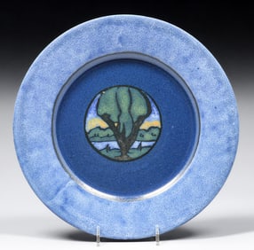 Paul Revere Pottery Lili Shapiro Arthur Wesley Dow Influenced Landscape Decorated Plate 1926