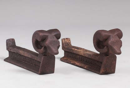 Art Deco Ram's Head Andirons c1930s
