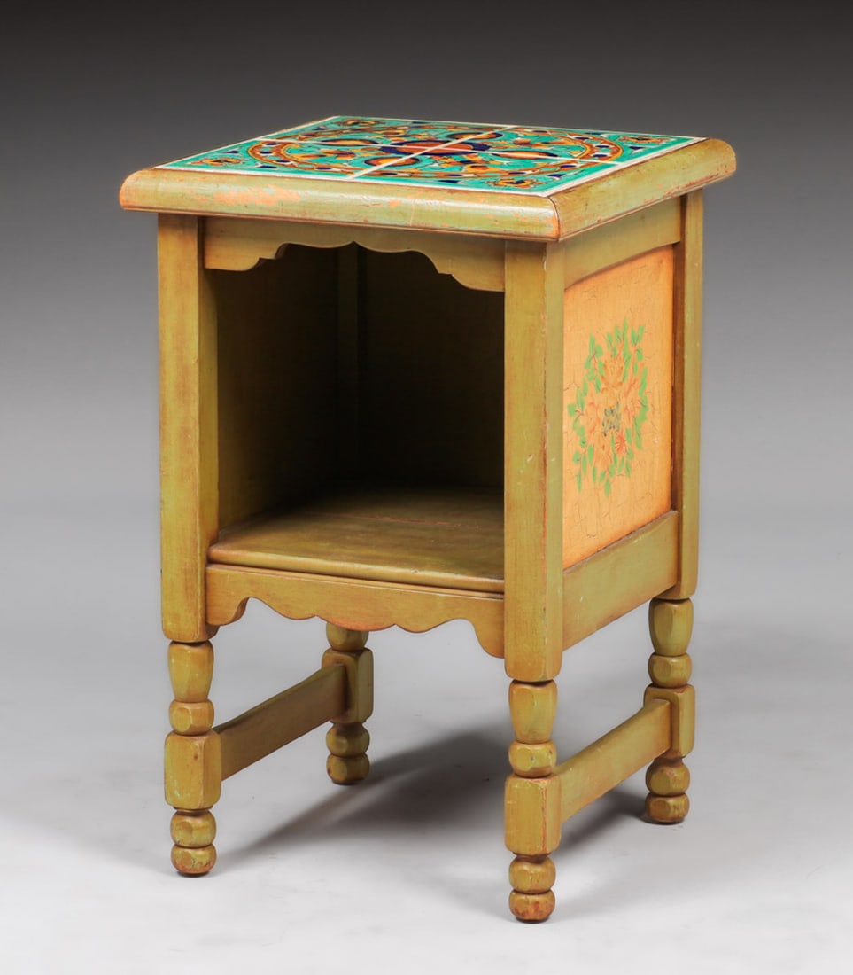 Monterey Furniture - Los Angeles Tile-Top Nightstand c1930s (1 of 5)