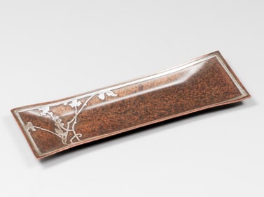Heintz Sterling on Bronze Overlay Pen Tray c1915