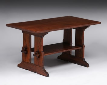 L&JG Stickley 54"w Trestle Table c1908-1912