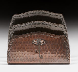 Roycroft Hammered Copper Letter Rack c1920s
