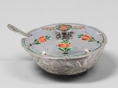 Mary Peyton Winlock - Cambridge MA Sterling Silver & Enamel Marmalade Dish c1906