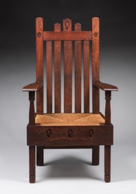 Early Stickley Brothers Inlaid Armchair c1901