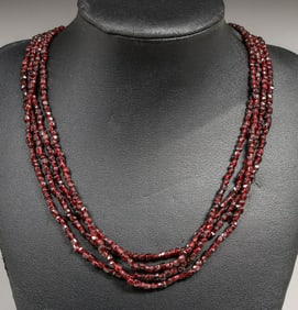 Arts & Crafts Natural Garnet & 14k Gold Necklace c1920s
