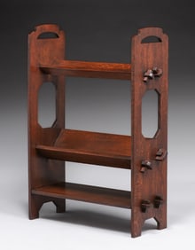 Grand Rapids Oak Cutout Book Trough Shelf c1910