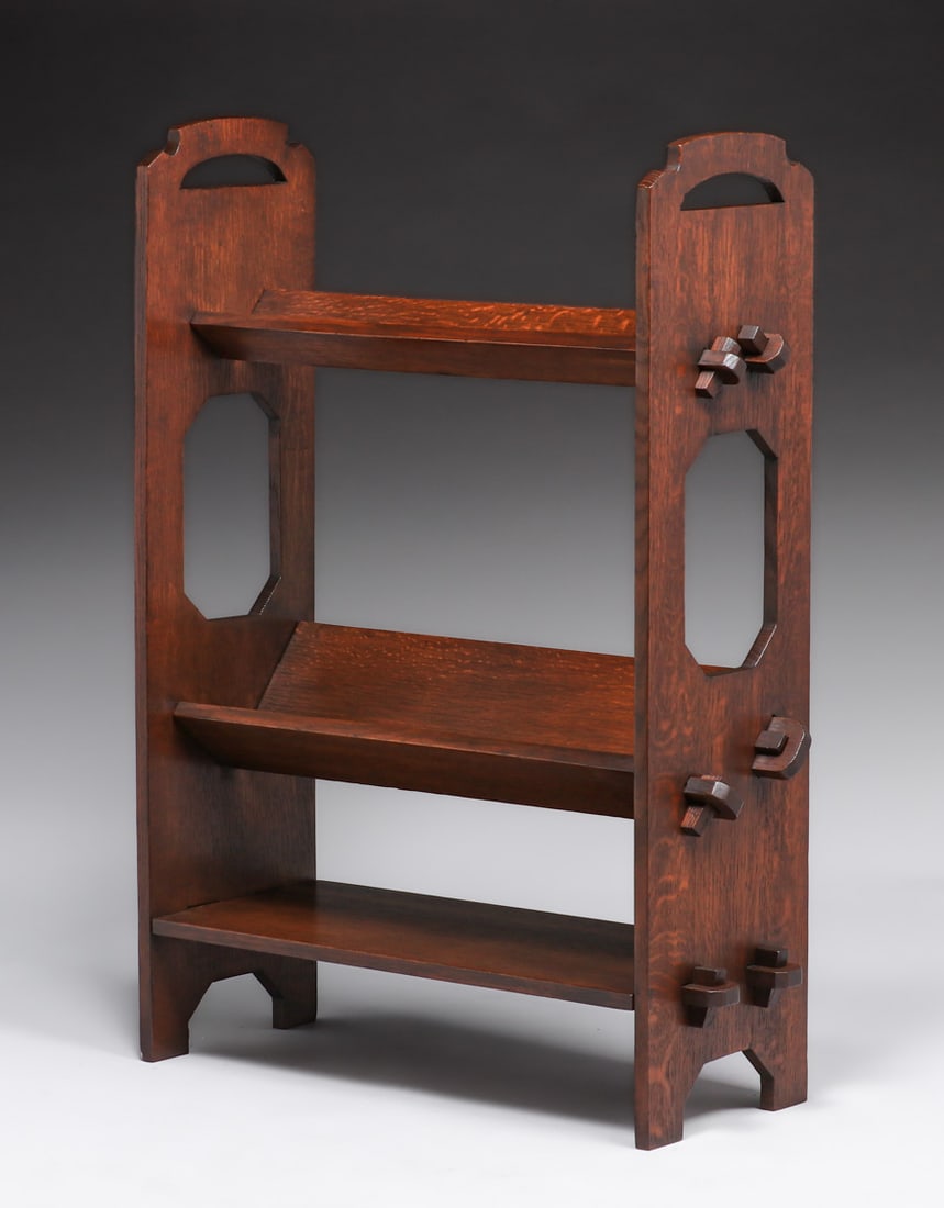 Grand Rapids Oak Cutout Book Trough Shelf c1910 (1 of 4)