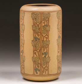 Large Marblehead Pottery Grapevine Decorated Vase c1910