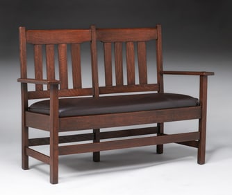 Stickley Brothers - Grand Rapids Bench Settle c1910