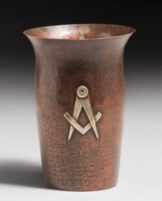 Freemason Arts & Crafts Period Hammered Copper Flared Vase c1910