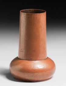 Early Dirk van Erp Hammered Copper Shaft Vase c1911-1912