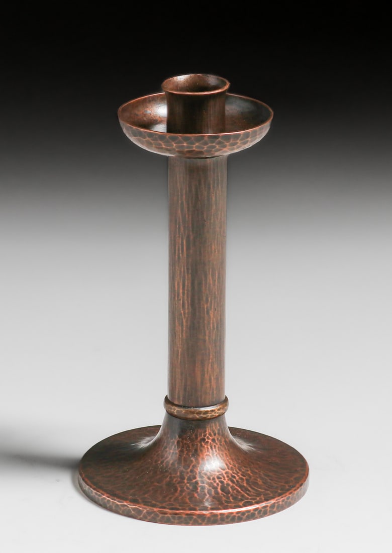 Roycroft Hammered Copper Candlestick c1920s (1 of 2)