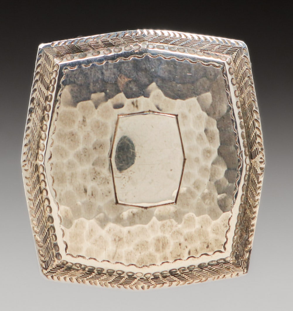 Arts & Crafts Hammered Sterling Silver Belt Buckle c1920s: Arts & Crafts Hammered Sterling Silver Belt Buckle c1920s. Signed "Clap". 1 5/8"w x 1.5"h. FREE NATIONWIDE SHIPPING for all of your purchases at our Two Day Auction within the lower 48 states. No matt