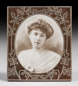 Heintz #2102 Sterling 0n Bronze Floral Overlay Frame c1912-1913