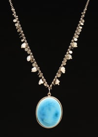 Ruskin Ceramic & Sterling Silver Necklace Freshwater Pearls c1900s