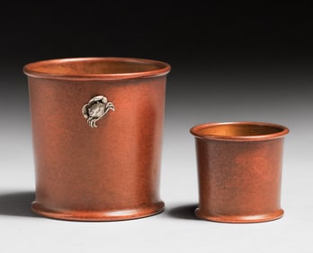 Gorham Copper & Silver Desk Vases c1890s