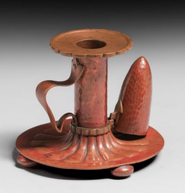 Gorham & Co Hammered Copper & Brass Candlestick c1900