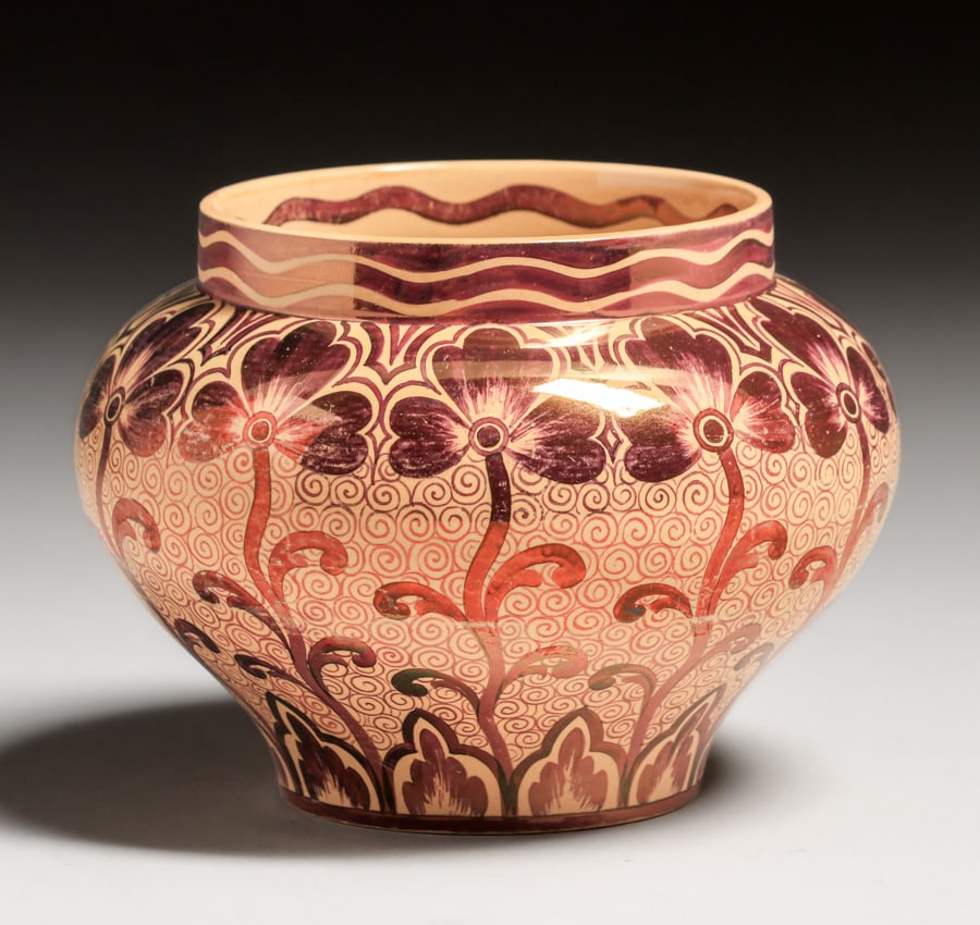 Wedgwood - John Goodwin Caneware Copper Lustre Decorated Vase c1920s (1 of 5)