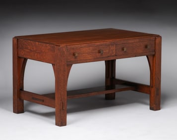 Limbert Two-Drawer Library Table c1910