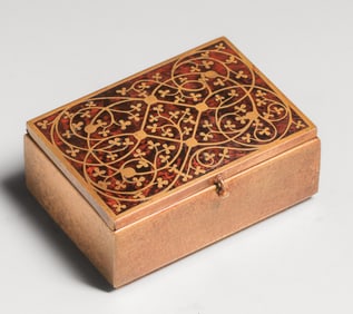 Erhard & Sohne - German Art Nouveau Secessionist  Mahogany & Brass Clover Box c1905