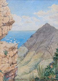 Theodore Wores (1859-1939) California Coastal Watercolor c1910