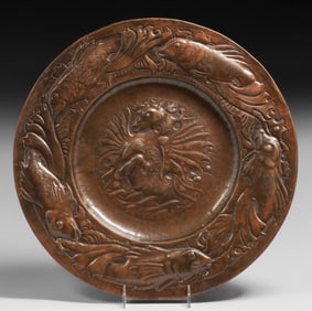 John Pearson The Newlyn Industrial Class Repousse Hammered Copper Tray 1900