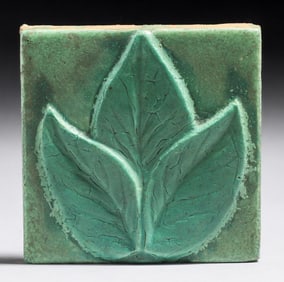 Owens Pottery Matte Green Tile c1910