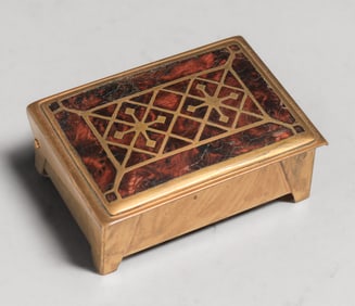 Erhard & Sohne - German Arts & Crafts Mahogany & Brass Small Stamp Box c1905